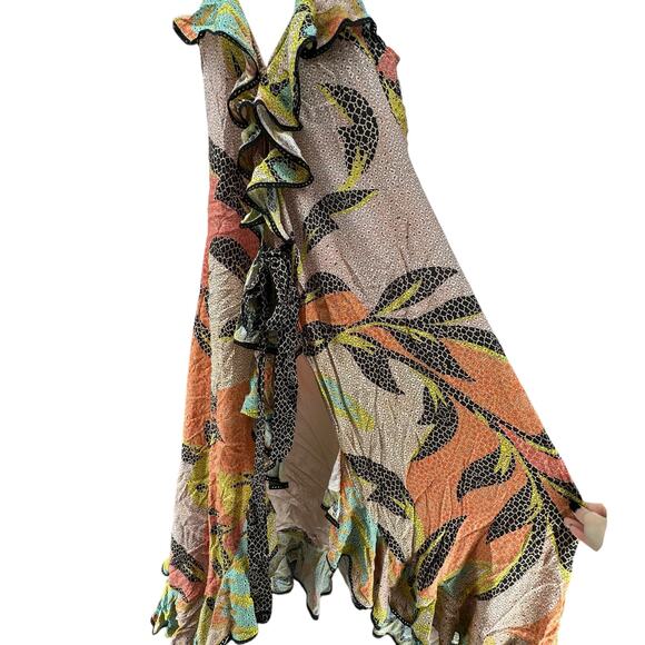 Anthropologie x Bhanuni Jyoti Floral Ruffle Duster Coverup Maxi Open Dress XS 0 - Picture 3 of 5